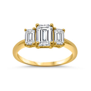 Emerald Trinity Ring 14k Gold