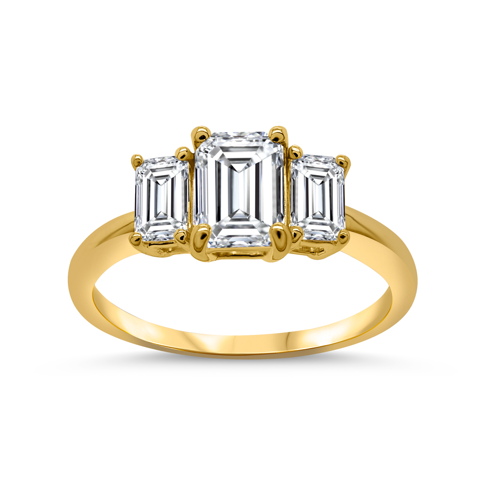 Emerald Trinity Ring 14k Gold