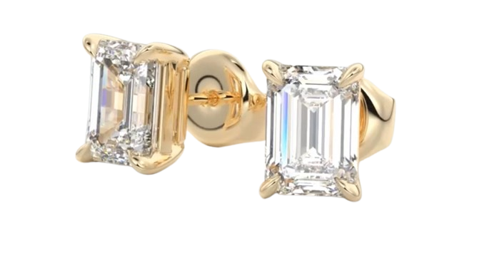 Princess Stud Earrings 14k Gold